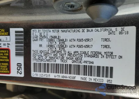 2018 Toyota Tacoma Double Cab из США, поврежденный, VIN 3TMDZ5BN3JM053710